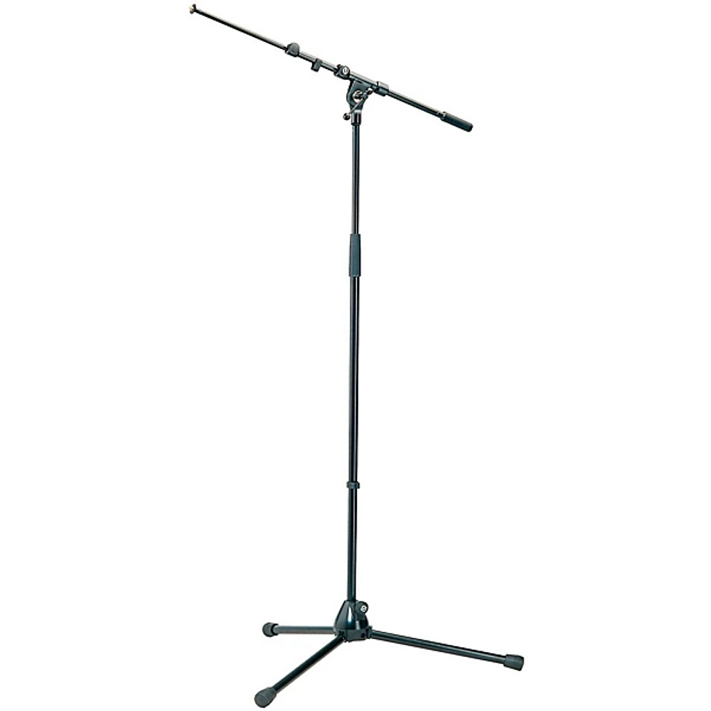 K&M Professional Top-Line Tripod Microphone Stand With Telescoping Boom Arm - Black Black