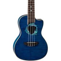 Luna Dolphin Concert Acoustic-Electric Ukulele Transparent Blue Flame Maple