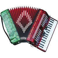 SofiaMari SM-3448 34 Piano 48-Bass Accordion Red and Green Pearl