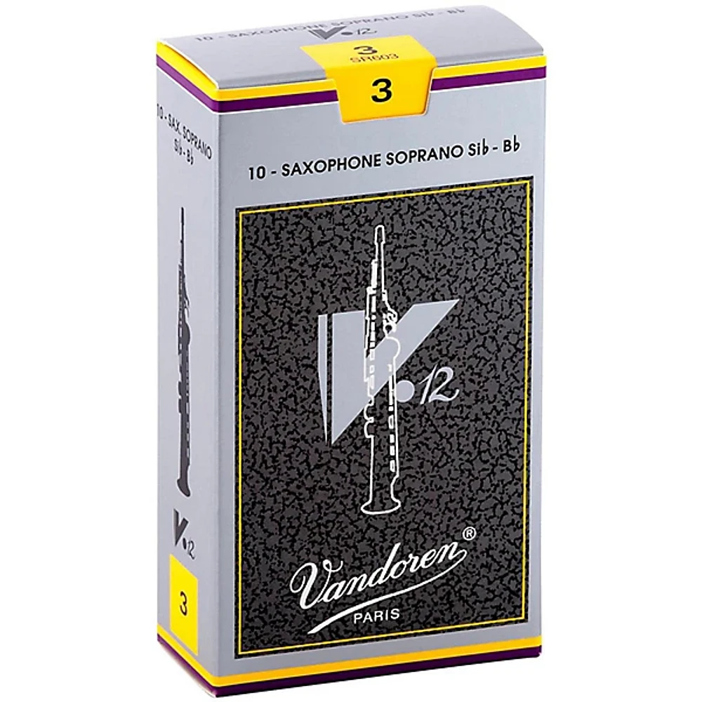 Vandoren V12 Series Soprano Saxophone Reeds Strength 3, Box of 10