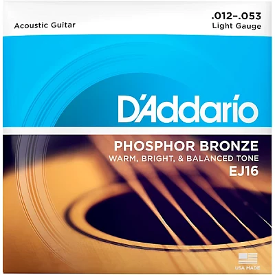 D'Addario EJ16 Phosphor Bronze Light Acoustic Guitar Strings Single Pack