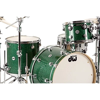 DW Collector's Series 3-Piece Shell Pack With 24" Bass Drum Green Glass Chrome Hardware