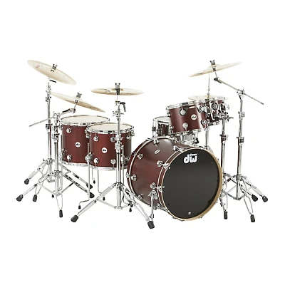 DW Collector's Series Satin Oil 5-Piece Shell Pack Ox Blood Red Chrome Hardware