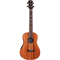 Luna Baritone Zebra Acoustic-Electric Ukulele Natural High Tide Design