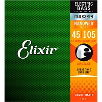 Elixir Stainless Steel -String Bass Strings with NANOWEB Coating, Long Scale