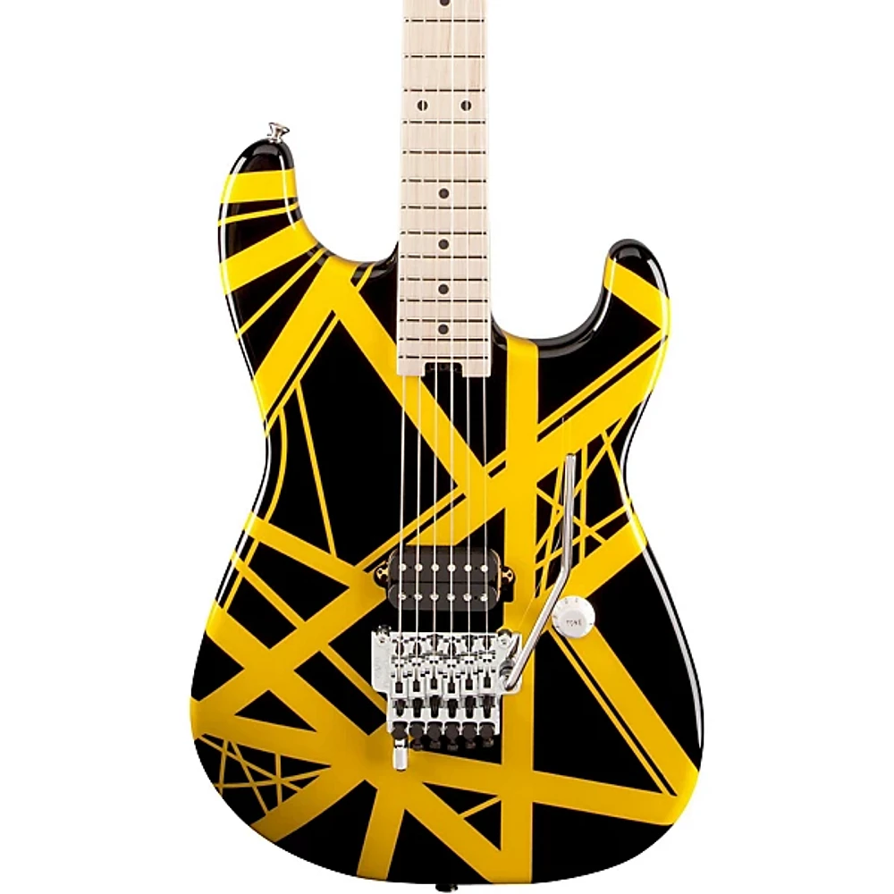 EVH Striped Series Electric Guitar Black with Yellow Stripes