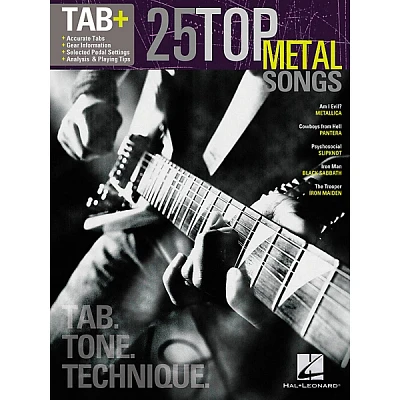 Hal Leonard 25 Top Metal Songs from Guitar Tab + Songbook Series - Tab, Tone & Technique