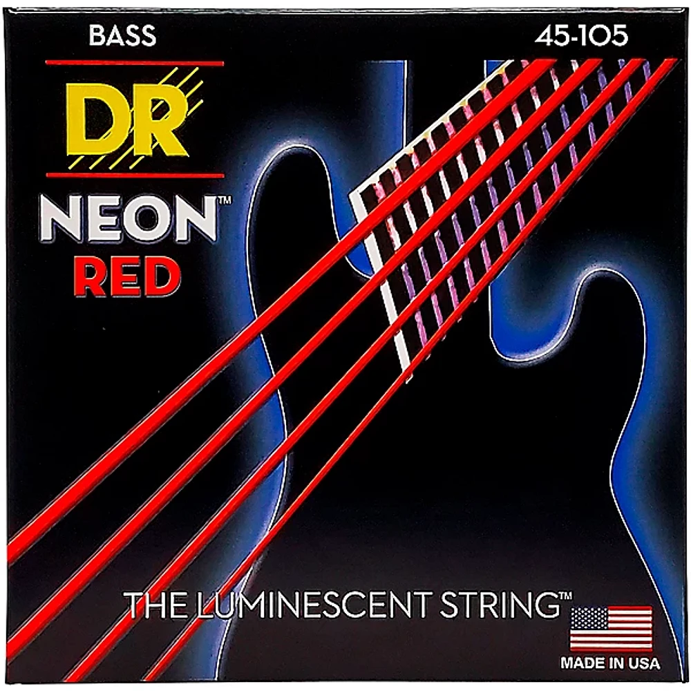 DR Strings Hi-Def NEON Coated Medium -String (45-) Bass Guitar Strings