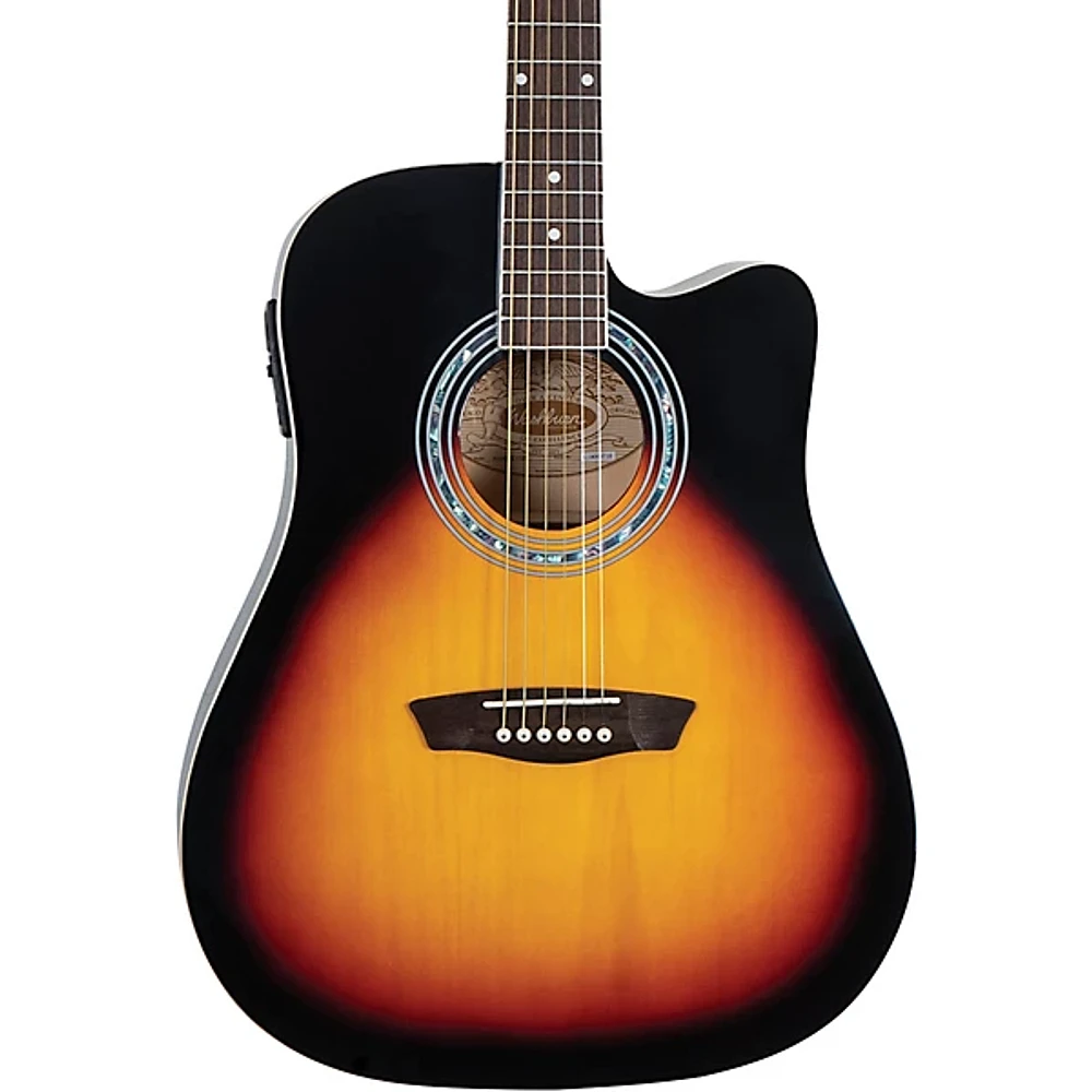 Washburn WA90CE Dreadnought Acoustic-Electric Guitar Vintage Tobacco Sunburst