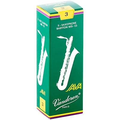 Vandoren JAVA Green Baritone Saxophone Reeds Strength - 3, Box of 5