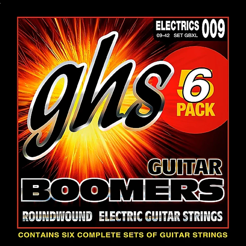 GHS Boomers GBXL Extra Light Electric Guitar Strings (9-42) 6-Pack