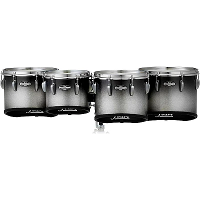 Open Box Pearl Championship CarbonCore Marching Tenor Drums Quad Sonic Cut Level 1 10, 12, 13, 14 in. Black Silver Burst #368