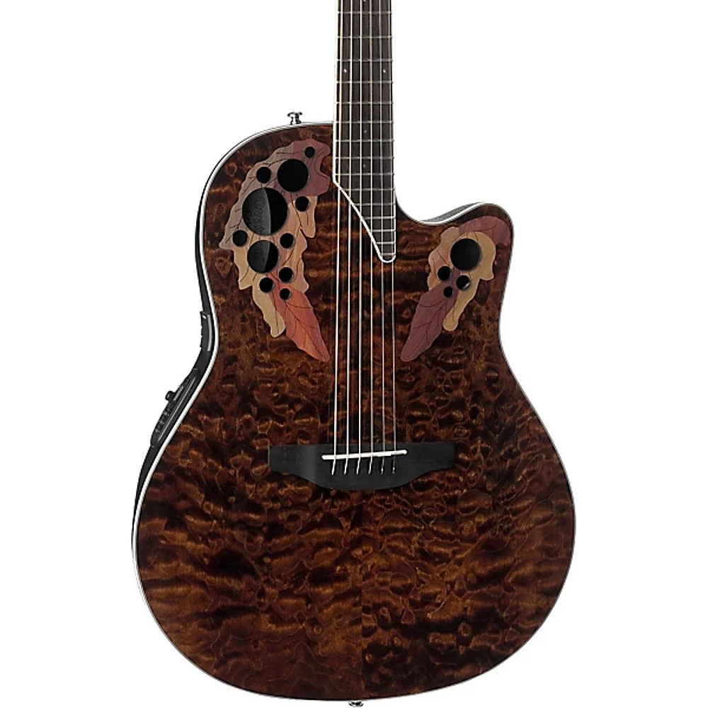 Ovation CE48P Celebrity Elite Plus Acoustic-Electric Guitar Transparent Tiger Eye