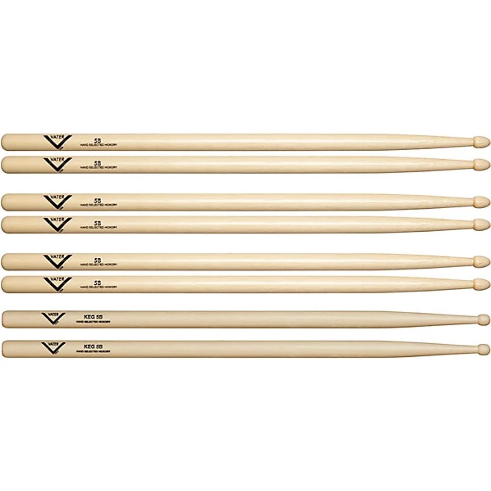 Vater Buy 3 5B Wood Drumsticks, Get 1 Free KEG 5B