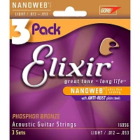 Elixir Light Nanoweb Phosphor Bronze Acoustic Guitar Strings