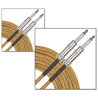 Musician's Gear Standard Instrument Cable Tweed-20 ft.-Gold (2 Pack)