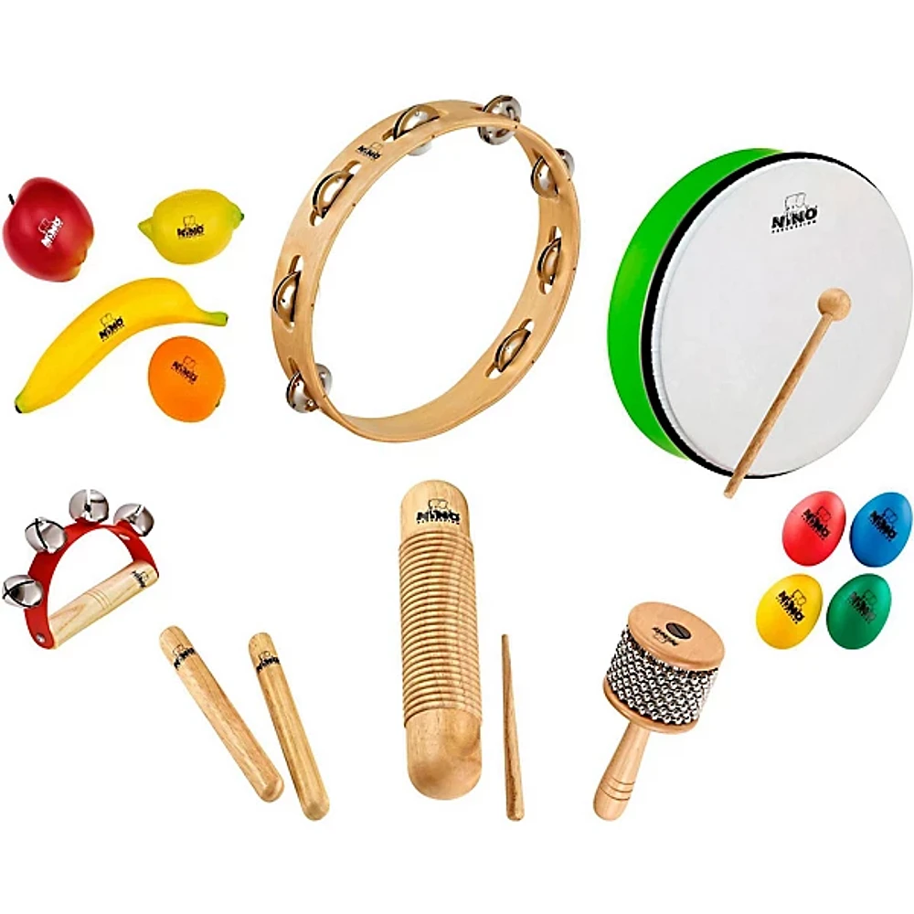 Nino 15-Piece Mixed Small Percussion Set with Tambourine