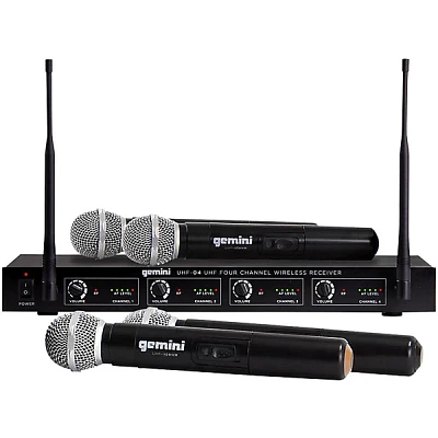 Open Box Gemini UHF-04M 4-Channel Wireless Handheld Microphone System, 517.6/521.5/533.7/537.2mHz Level 2 S1234 197881077860