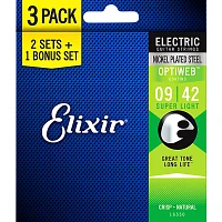 Elixir BONUS PACK! OPTIWEB Coated Super Light Electric Guitar Strings 3-Pack