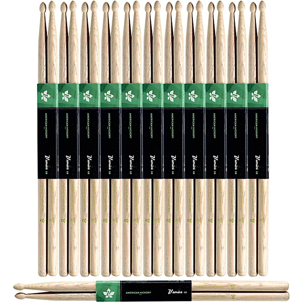 Stagg 12-Pair American Hickory Drum Sticks Wood Tip 5B