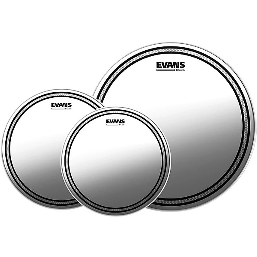 Evans EC2S Clear Tom Heads with Free 14 in. HD Dry Snare Head 10, 12, 16 in.