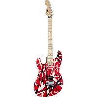 EVH Striped Series Left-Handed Electric Guitar Red, Black, and White Stripes