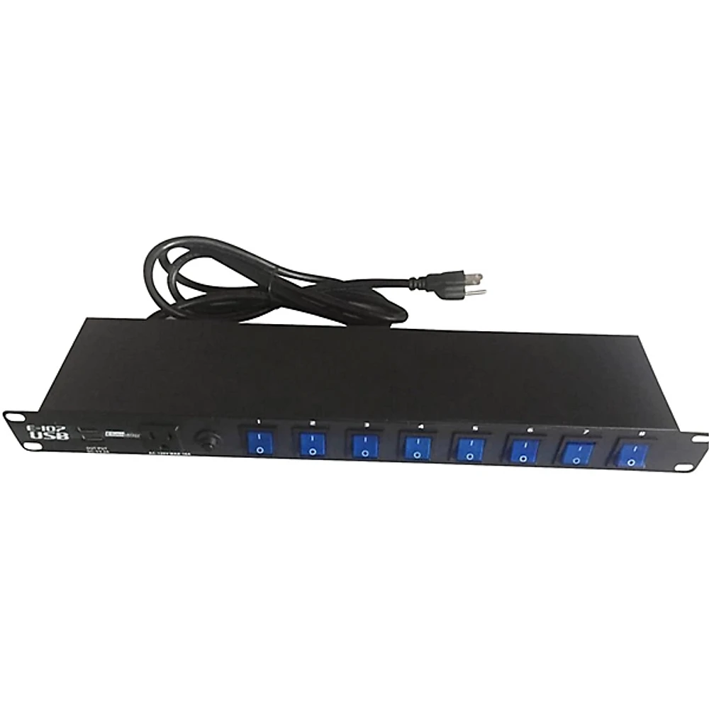 Eliminator Lighting E107USB Professional 8-Channel AC Power Strip with USB