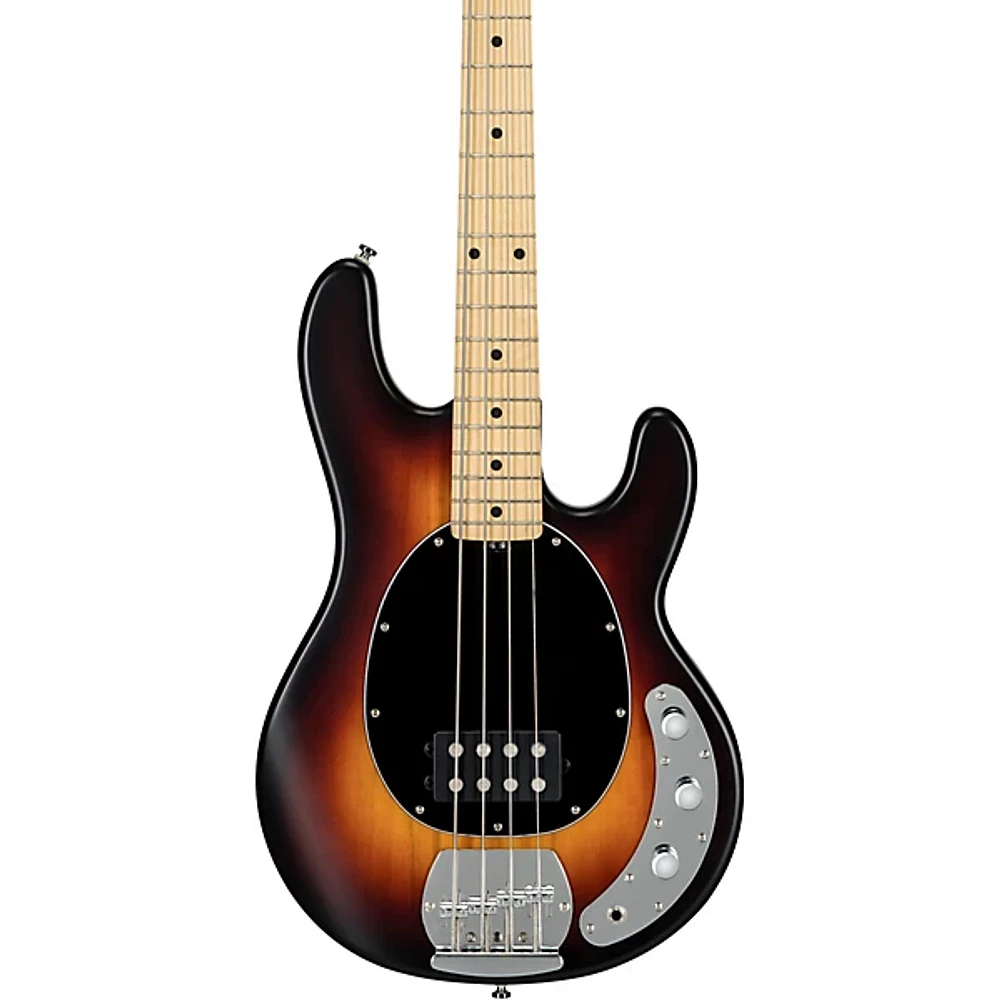 Sterling by Music Man StingRay RAY4 Maple Fingerboard Electric Bass Guitar Satin Vintage Sunburst Black Pickguard