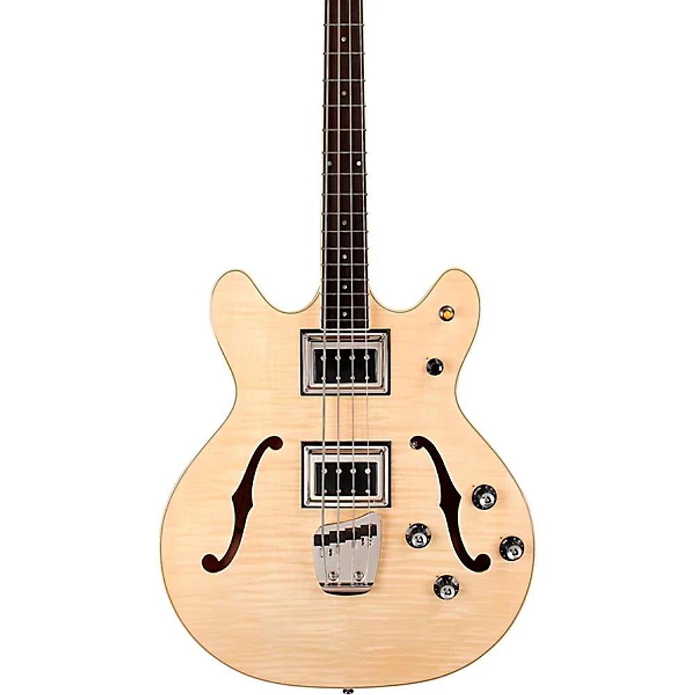 Guild Starfire Bass II Flamed Maple Short Scale Semi-Hollow Electric Bass Guitar Natural