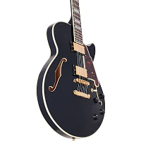 D'Angelico Excel Series SS Semi-Hollow Electric Guitar With Stopbar Tailpiece Black