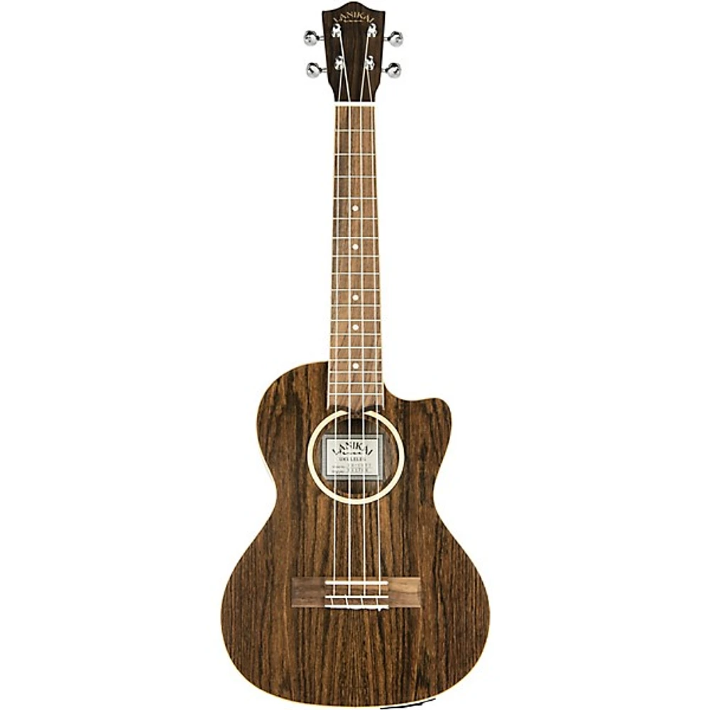 Lanikai FBCET-T Figured Bocote Thin Body Tenor Acousitc-Electric Ukulele Satin Finish