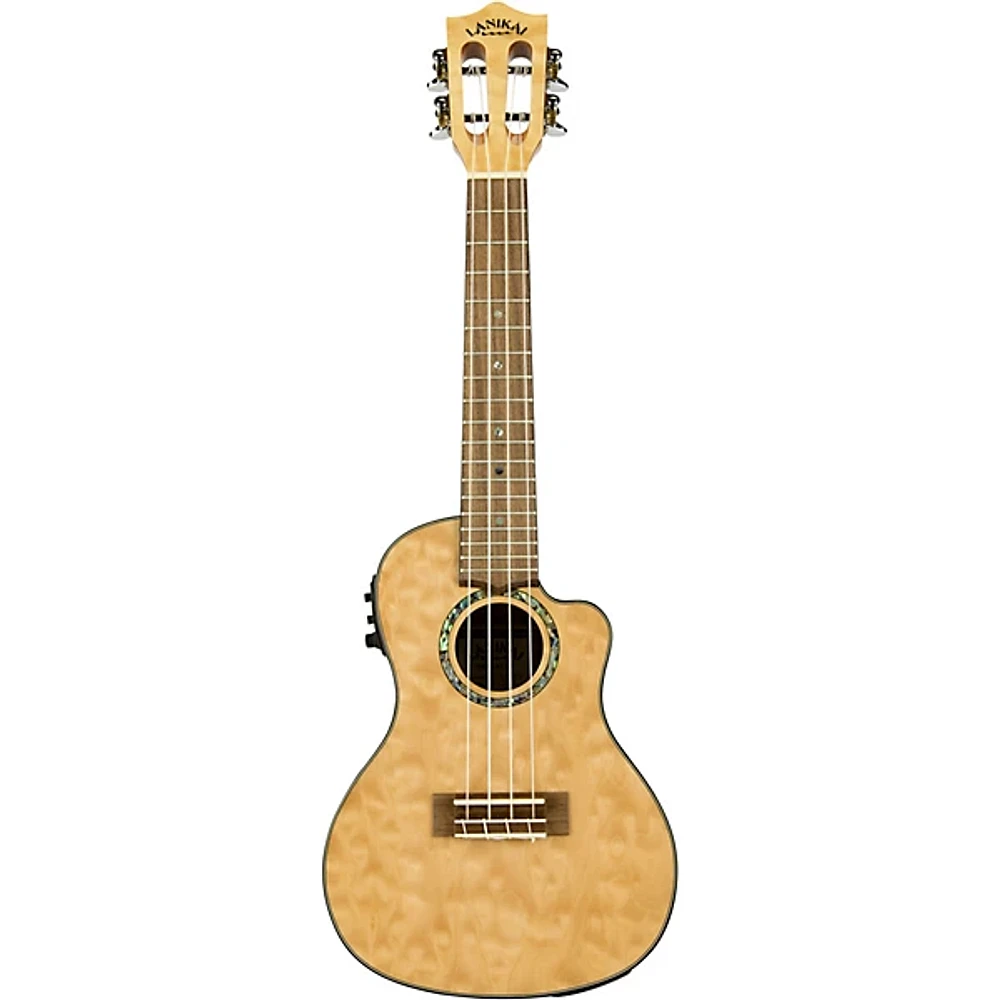 Lanikai QM-CEC Quitled Maple Concert Acoustic-Electric Ukulele Natural