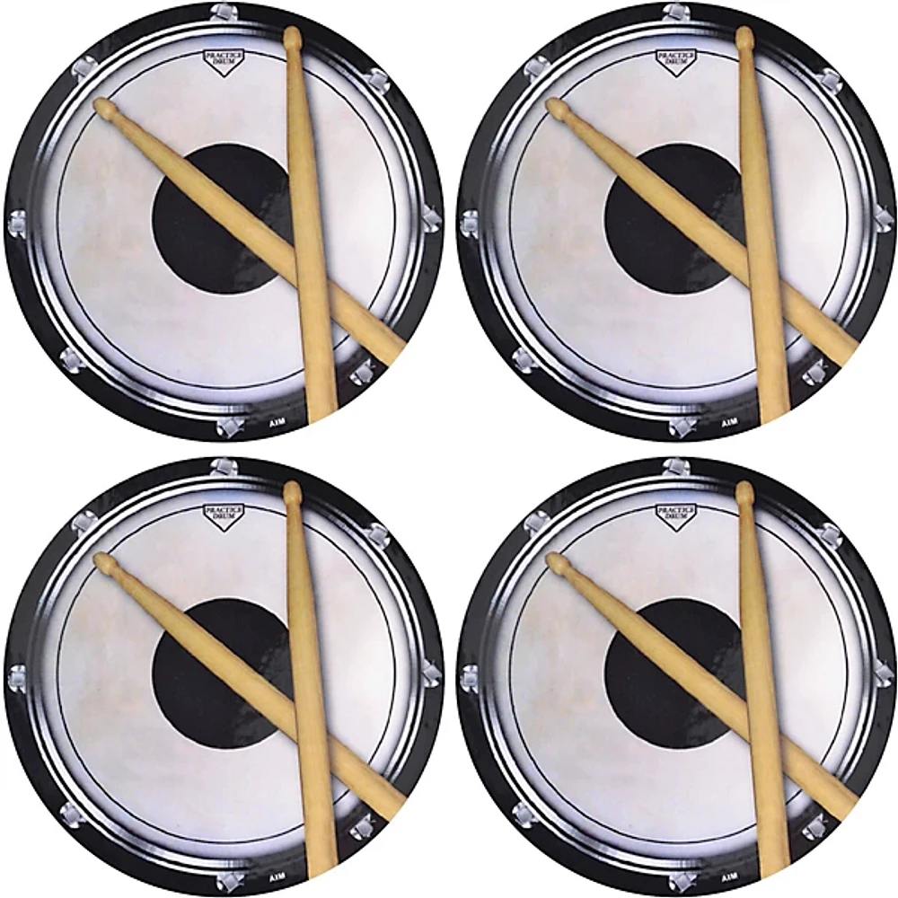 AIM Drum Practice Pad Vinyl Coaster 4 Pack