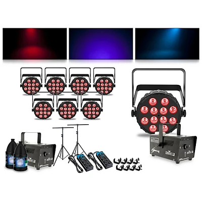 CHAUVET DJ Complete Lighting Package with Four SlimPAR T12 BT, Four SlimPAR Q12 BT and Two Hurricane 700 Fog Machines