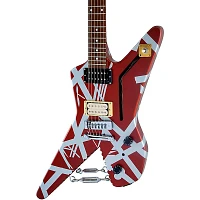 EVH Striped Series Shark Electric Guitar Burgundy with Silver Stripes