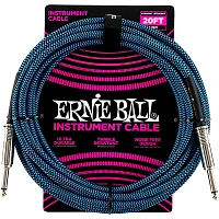 Ernie Ball Woven Straight/Straight Nickel-Plated 1/4" Instrument Cable 20 ft. Black/Blue