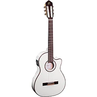 Ortega Family Series Pro RCE145WH Thinline Acoustic Electric Nylon Guitar White