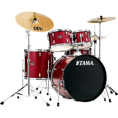 TAMA Imperialstar -Piece Complete Drum Set With 22" Bass Drum and MEINL HCS Cymbals Candy Apple Mist