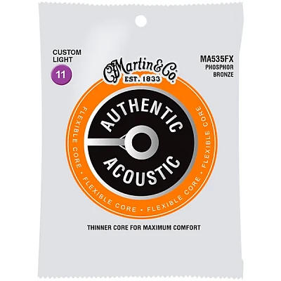 Martin Authentic Acoustic Flexible Core Guitar Strings (Phosphor Bronze, Custom Light)