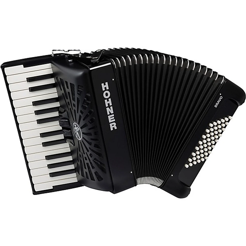 Open Box Hohner Bravo II 48 Accordion with Black Bellows Level 2 Black 197881009168