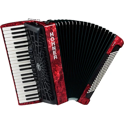 Open Box Hohner Bravo III 120 Accordion with Black Bellows Level 1 Red