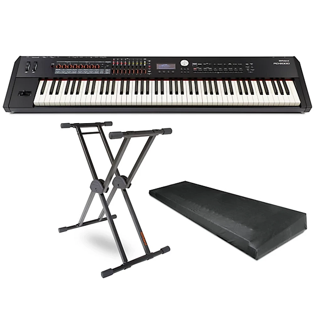 Roland RD-2000 Digital Stage Piano, KS-20X Stand, and Dust Cover