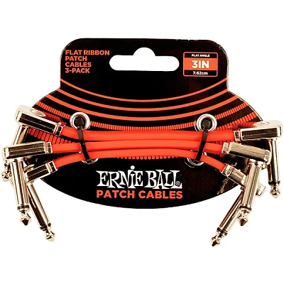 Ernie Ball Flat Ribbon 3-Pack Patch Cables 3 in. Red