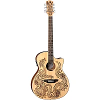 Luna Henna Dragon Select Spruce Acoustic/Electric Guitar Satin Natural