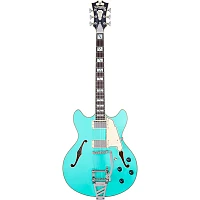 D'Angelico Deluxe DC Semi-Hollow Electric Guitar With D'Angelico Shield Tremolo Matte Surf Green