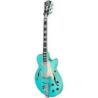 Open Box D'Angelico Deluxe SS Semi-Hollow Electric Guitar with D'Angelico Shield Tremolo Level 1 Matte Surf Green