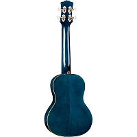 Luna Owl Quilt Top Concert Acoustic-Electric Ukulele Transparent Blue