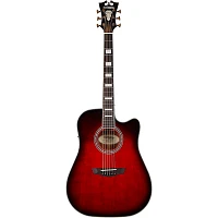 D'Angelico Premier Series Bowery Cutaway Dreadnought Acoustic-Electric Guitar Trans Black Cherry Burst