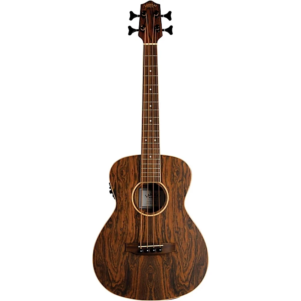 Lanikai Figured Bocote Bass Ukulele Electric with Fishman Classica II Pickup and Tuner Natural