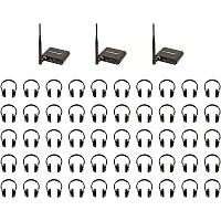 VocoPro Silent Disco-350 Package With 3 Transmitters and 50 Wireless LED Headphones, 908.70-926.30mHz